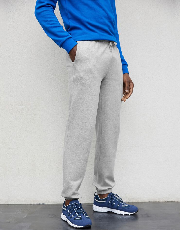 Pantalon jogging molleton bas élastiqué (gris chiné) Pantalon jogging molleton bas élastiqué (gris chiné)