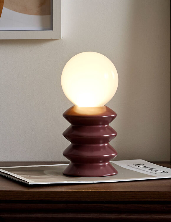 Lampe &agrave; poser LED &agrave; piles, en c&eacute;ramique  (terracotta)