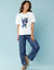 T-shirt manches courtes imprimé placé, Spécial Petites (blanc)