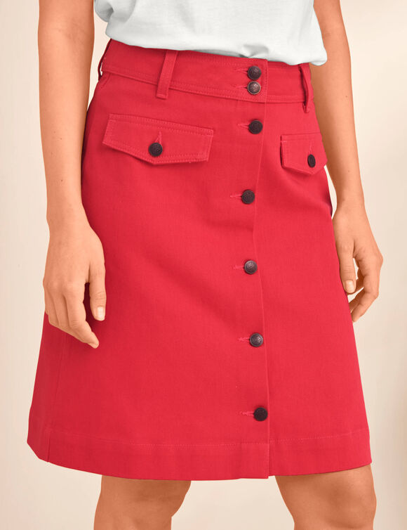 Jupe trap&egrave;ze boutonn&eacute;e (rouge)