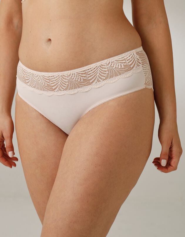 Culotte forme midi microfibre et dentelle stretch Taripa - Lot de 2 (nude)