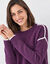 Pull bicolore en maille moelleuse  (prune)