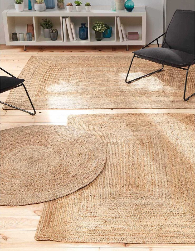 Tapis rectangulaire uni en jute (beige) Tapis rectangulaire uni en jute (beige)