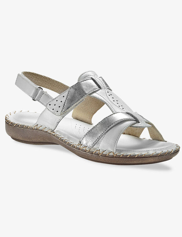 Sandales bicolores en cuir extra souple (blanc)