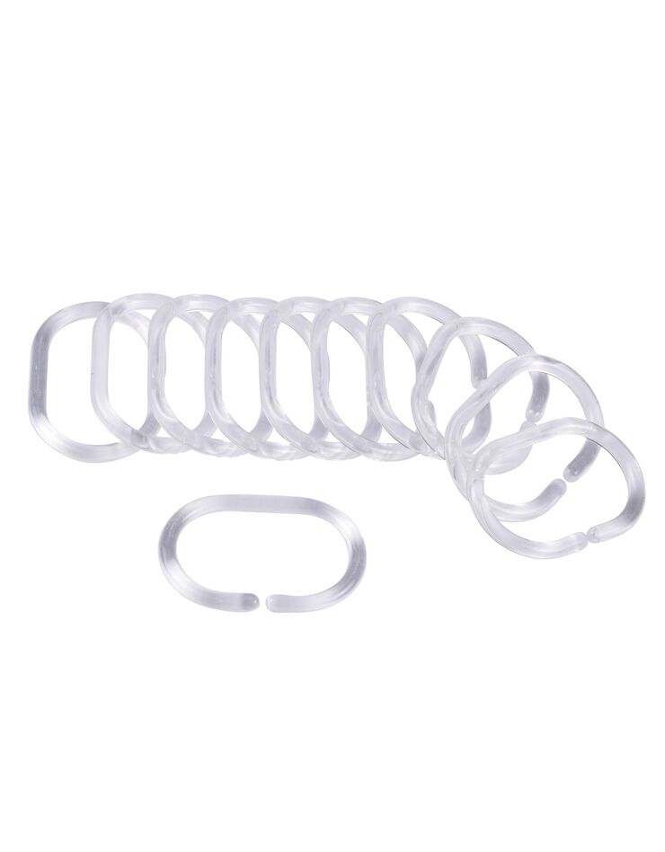 Anneaux de douche translucides - lot de 12 (translucide) Anneaux de douche translucides - lot de 12 (translucide)
