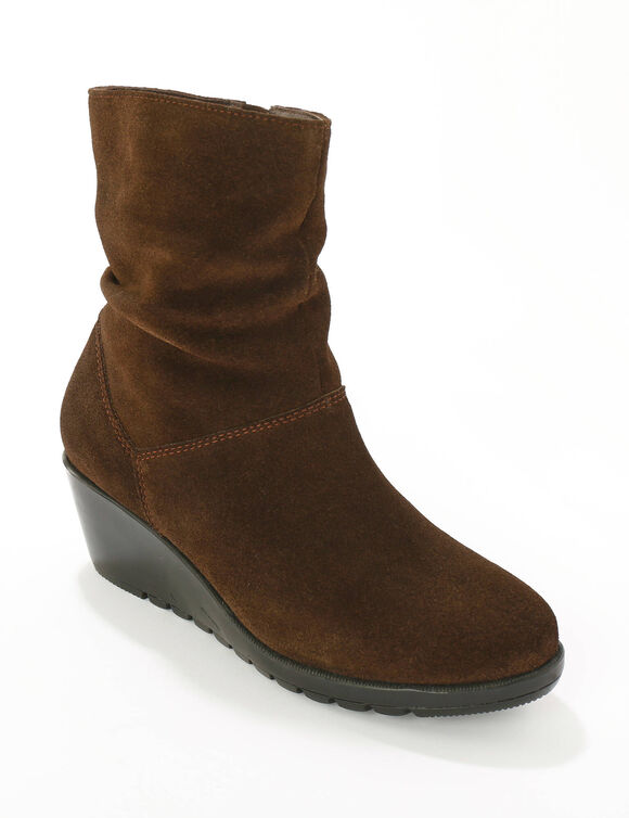 Boots compensées en cuir (chocolat)