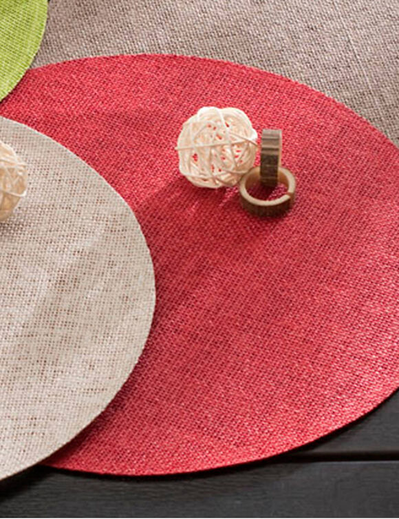 Set de table rond bambou - Lot de 4 (rouge)