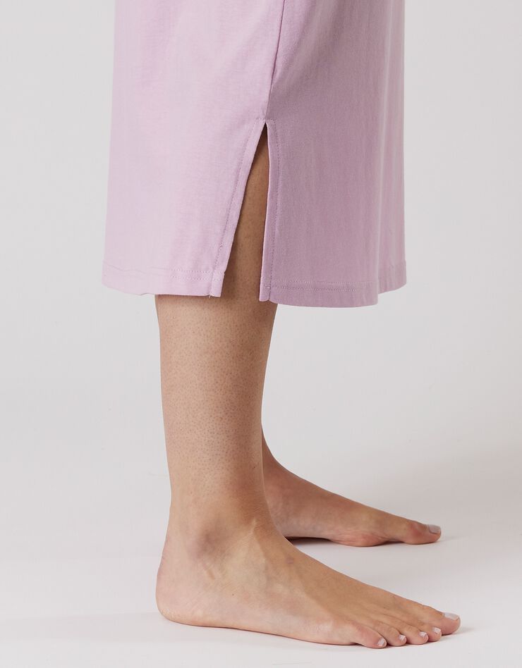 Chemise de nuit longue manches courtes – imprimé "chat" (lilas)
