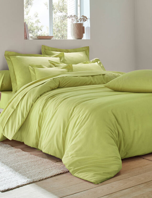 Linge de lit uni coton (vert pomme)