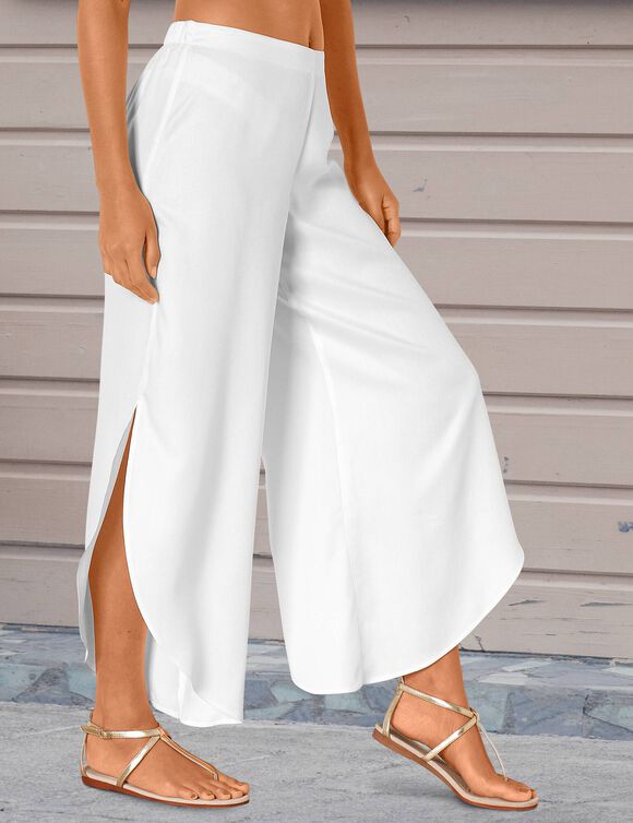 Pantalon large, bas fendus (blanc)