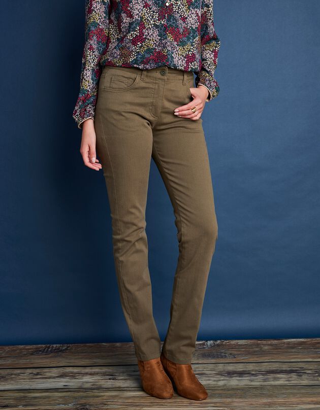 Pantalon droit gainant - petite stature entrej. 75 cm (vert olive)