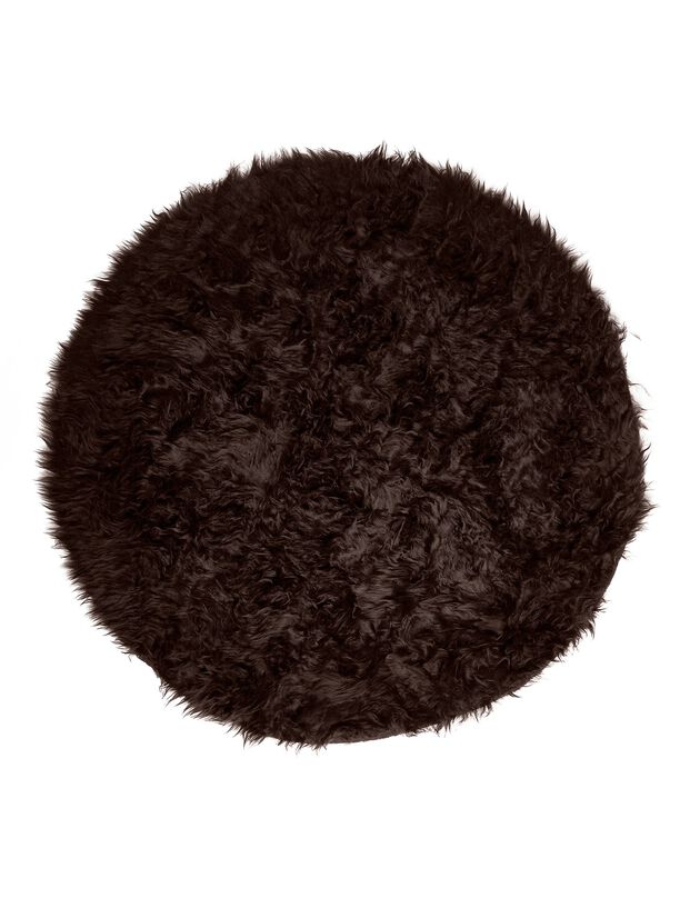 Tapis rond poils longs (chocolat)