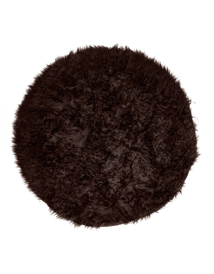 Tapis rond poils longs (chocolat)