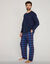 Pyjama bi-mati&egrave;re jersey et flanelle gratt&eacute;e (bleu / bordeaux)