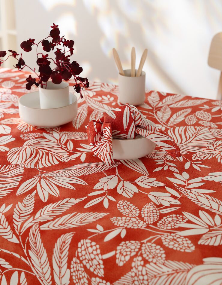 Nappe anti-taches imprimé végétal (terracotta)
