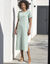 Robe longueur midi droite, maille fluide unie (vert grisé)
