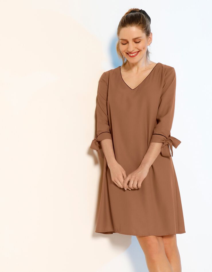 Robe évasée biais contrastés (caramel) Robe évasée biais contrastés (caramel)