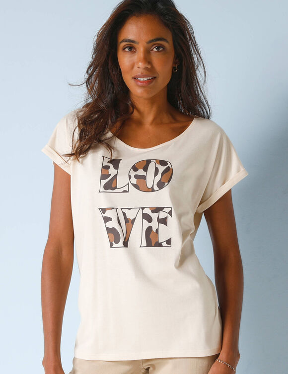 T-shirt loose imprimé "LOVE" (écru)