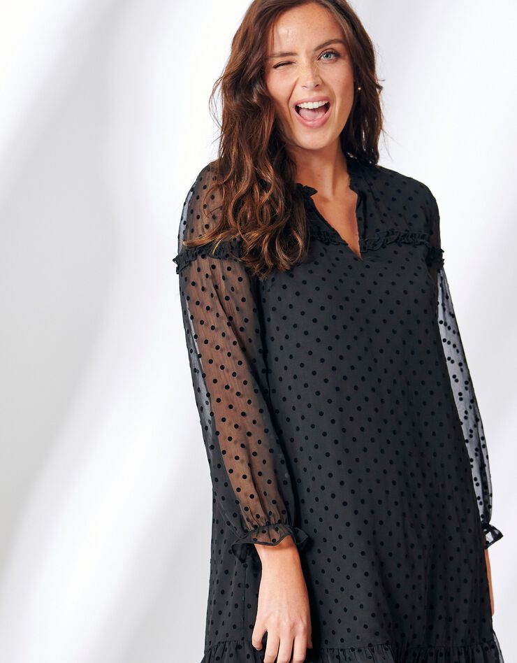 Robe en velours à pois (noir) Robe en velours à pois (noir)