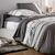 Linge de lit Gabrielle en coton imprimé pois, fleurs et dentelle (gris)