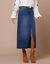 Jupe droite fendue en jean (stone)