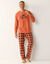 Pyjama coton carreaux manches longues (abricot)