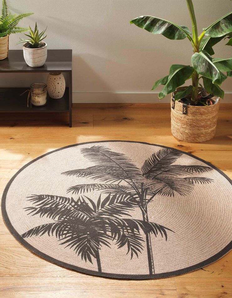 Tapis rond imprimé palmiers (imprimé) Tapis rond imprimé palmiers (imprimé)