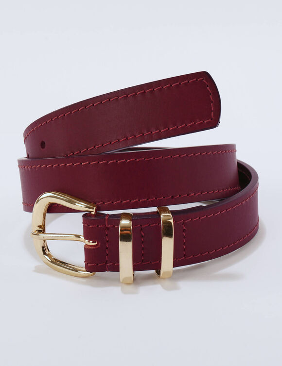 Ceinture &agrave; boucle en cuir (bordeaux)