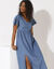 Robe longue manches papillons, jean (bleached)