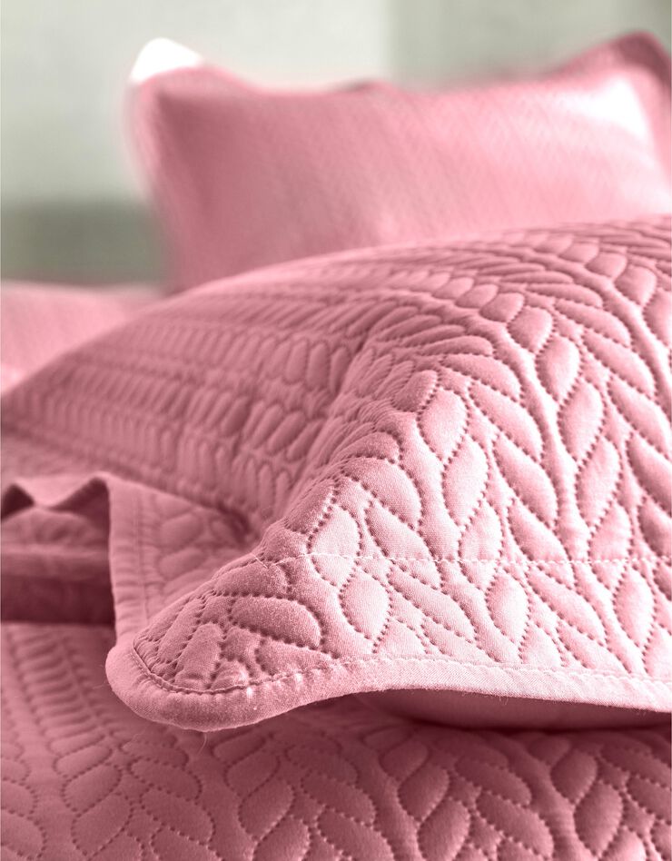 Couvre-lit matelassé microfibre motif géométrique (bois de rose)
