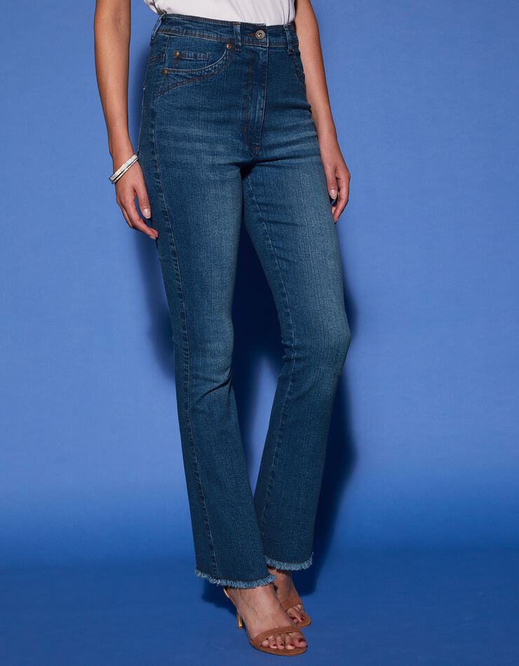Jean bootcut frangé taille haute (stone) Jean bootcut frangé taille haute (stone)