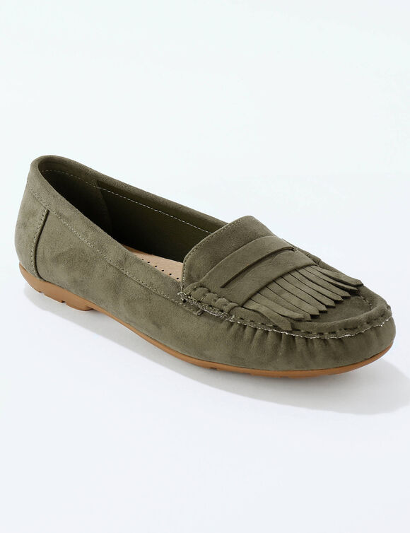 Mocassins souples textile microfibre (kaki)