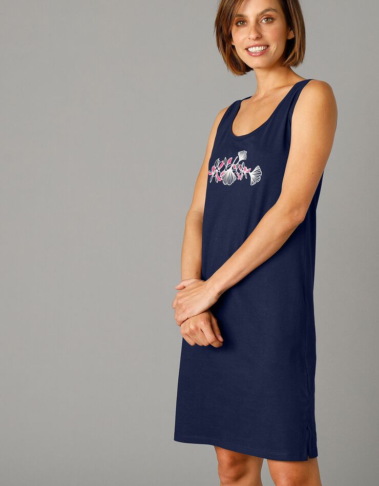 Lot de 2 chemises de nuit sans manches imprimées (bleu + marine) Lot de 2 chemises de nuit sans manches imprimées (bleu + marine)