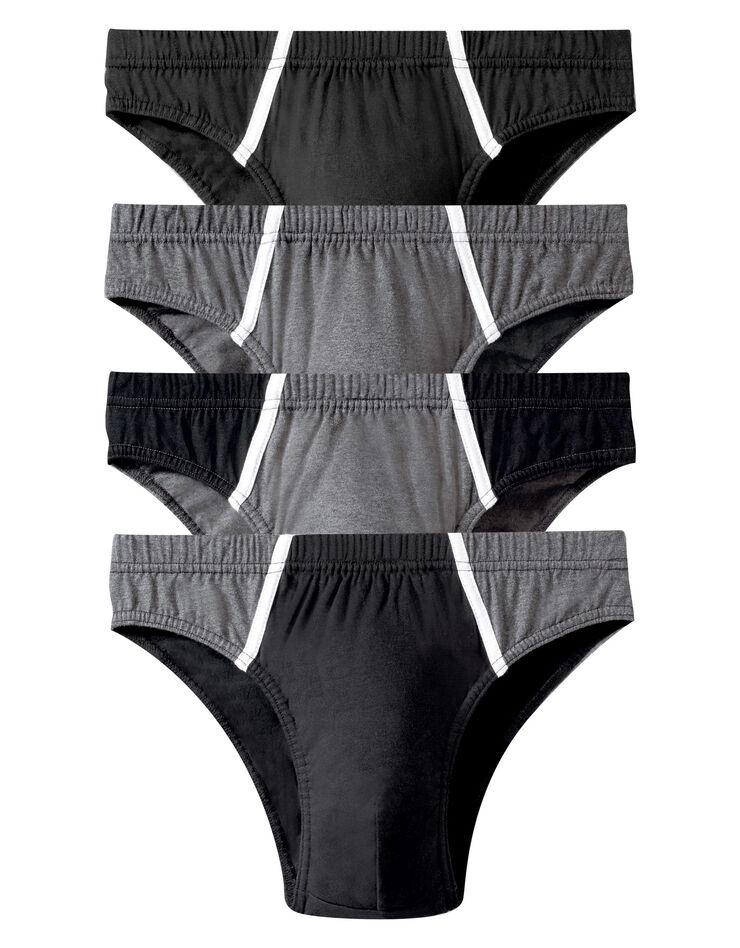 Slip fermé taille basse - lot de 8 assortis (noir / gris)