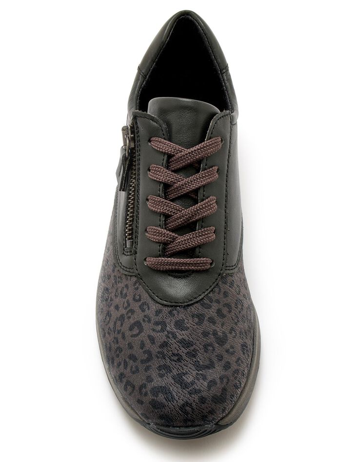 Derbies spécial Hallux valgus en cuir et textile - imprimé léopard (gris) Derbies spécial Hallux valgus en cuir et textile - imprimé léopard (gris)