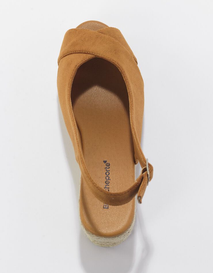 Sandales compensées corde à talon et bout ouverts (caramel)