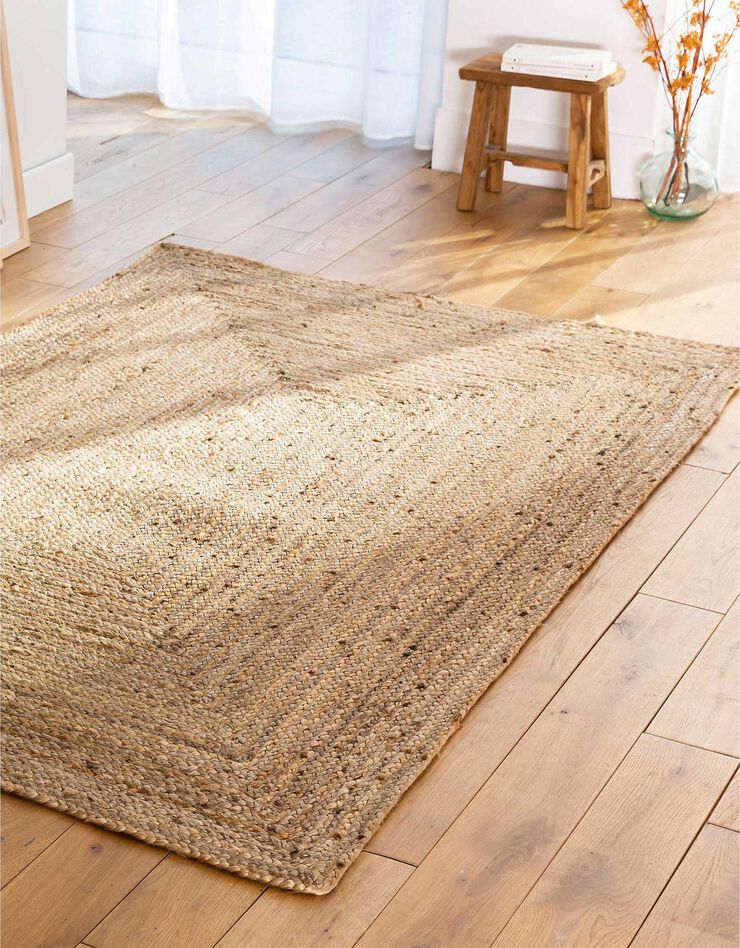 Tapis rectangulaire uni en jute (beige) Tapis rectangulaire uni en jute (beige)