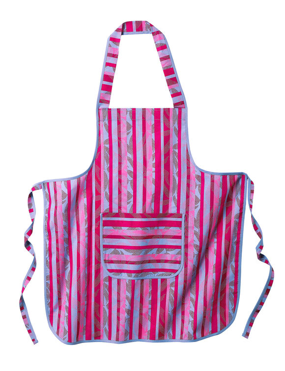 Tablier cuisine rayé forme bavette (rose)