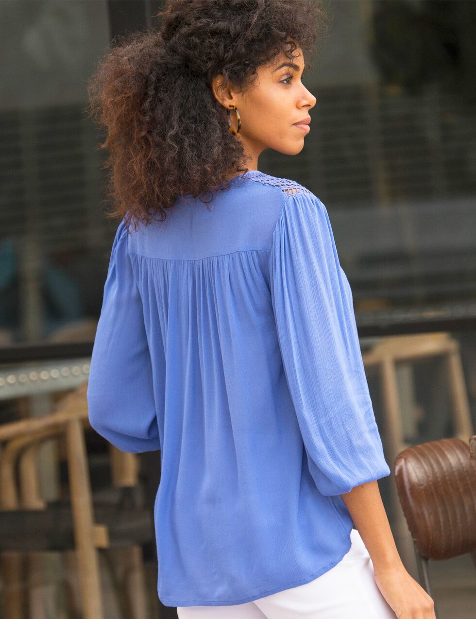 Tunique Romantique BLANCHEPORTE Taille 48 – Bleu Volanté Dentelle – Viscose – Neuf Sans étiquette