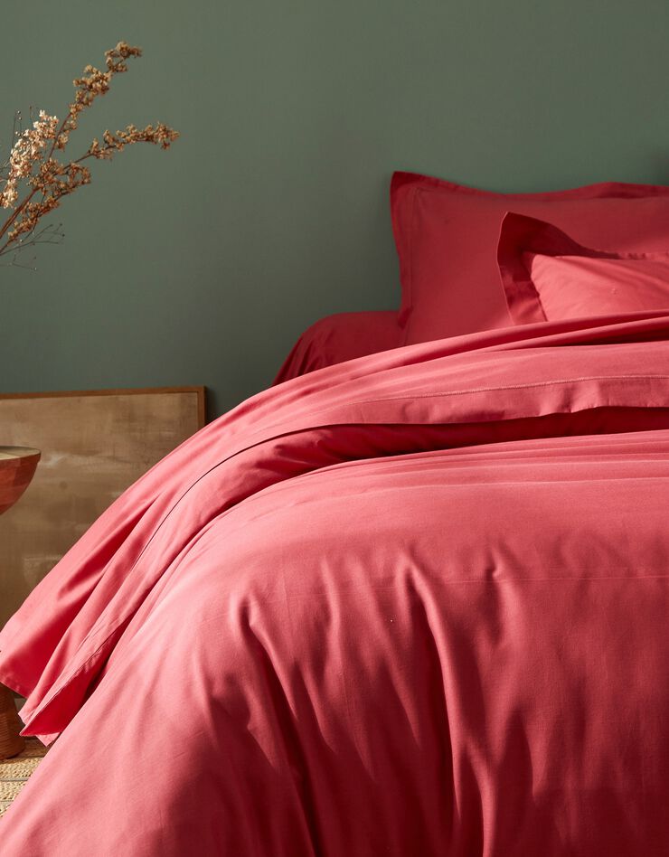 Linge de lit uni coton (rose pivoine)
