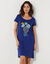 Chemise de nuit courte manches courtes motif "rosaces" (bleu dur)