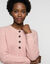 Pull loose col tunisien boutonn&eacute;, maille anglaise fils brillants (rose)