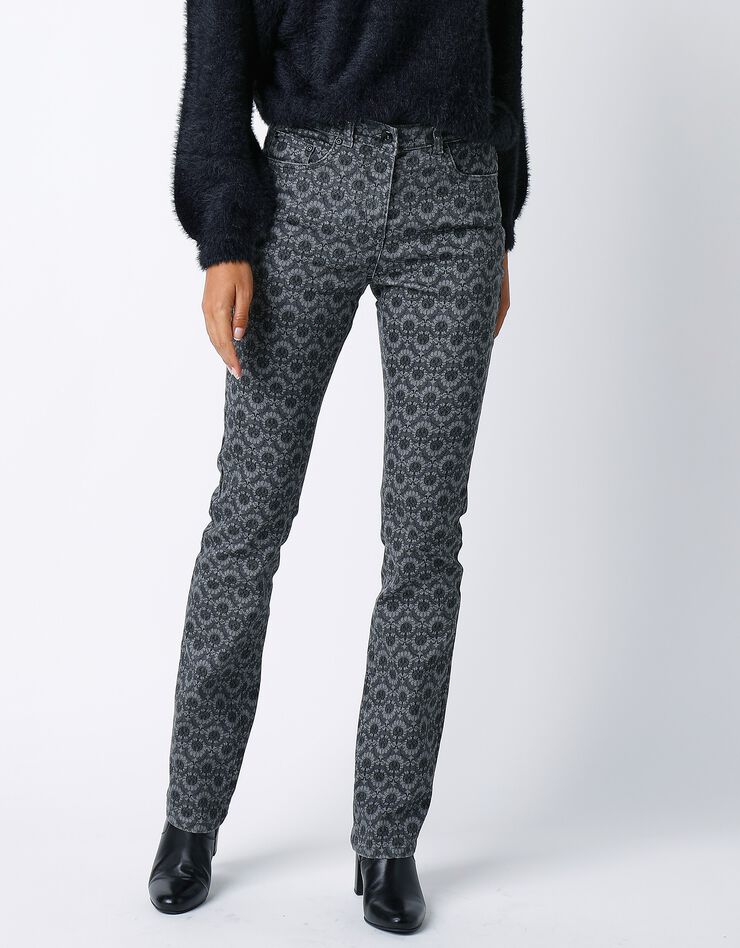Pantalon imprimé (gris / noir)