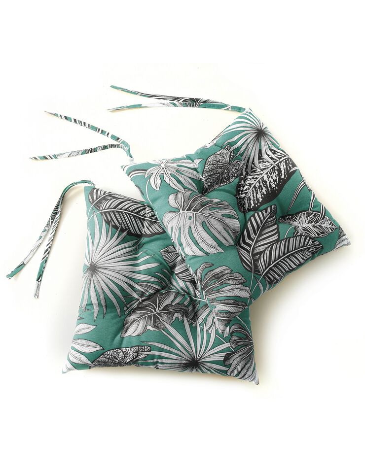 Galette de chaise imprimé tropical - lot de 2 (vert)