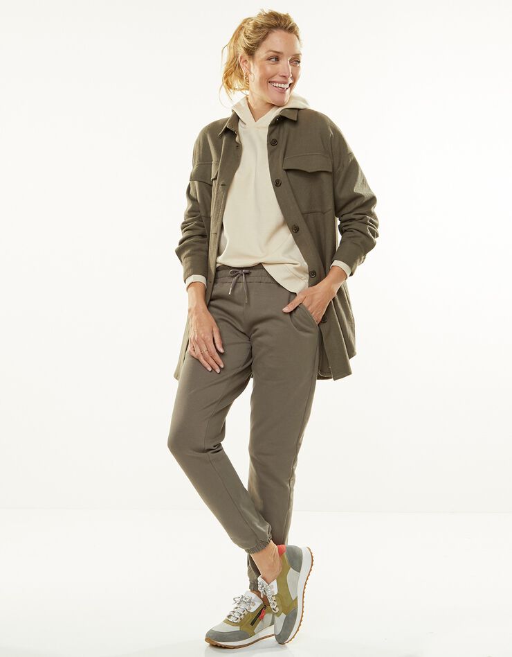 Veste surchemise unie, flanelle grattée (kaki) Veste surchemise unie, flanelle grattée (kaki)
