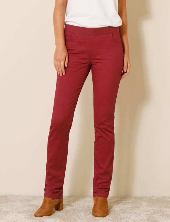 Pantalon droit "ultra confort" taille &eacute;lastiqu&eacute;e (rouge)