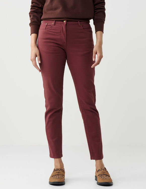Pantalon 7/8&egrave;me fusel&eacute; stretch uni (chocolat)