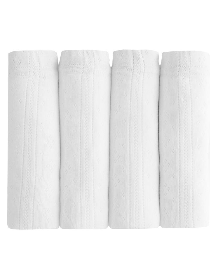 Culotte forme maxi coton motifs jacquard – Lot de 4 (blanc) Culotte forme maxi coton motifs jacquard – Lot de 4 (blanc)