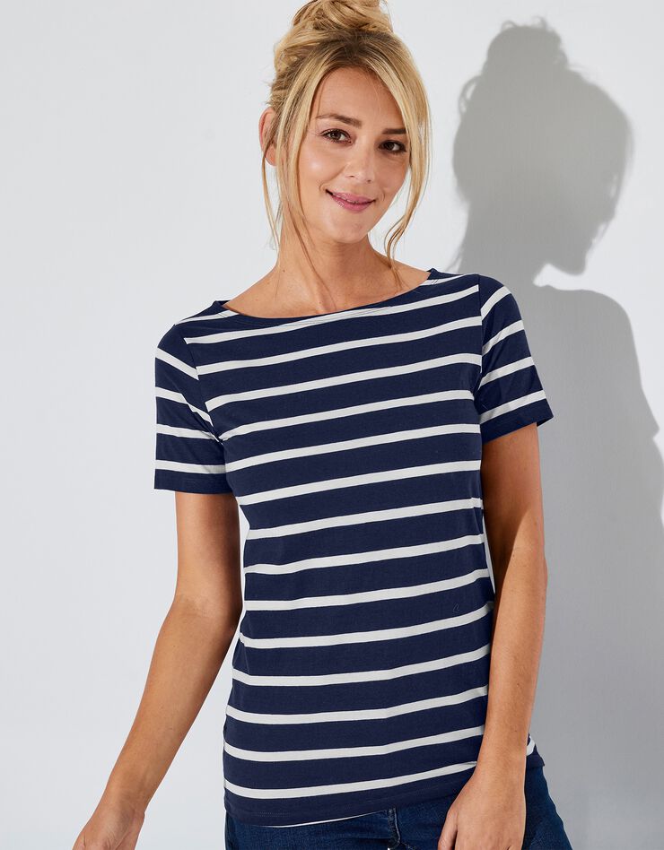 Tee-shirt marinière, manches courtes (marine / blanc) Tee-shirt marinière, manches courtes (marine / blanc)
