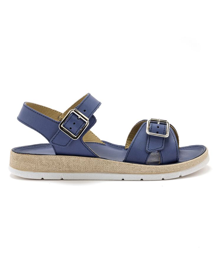 Sandales ouvertes double boucle - largeur confort (bleu) Sandales ouvertes double boucle - largeur confort (bleu)